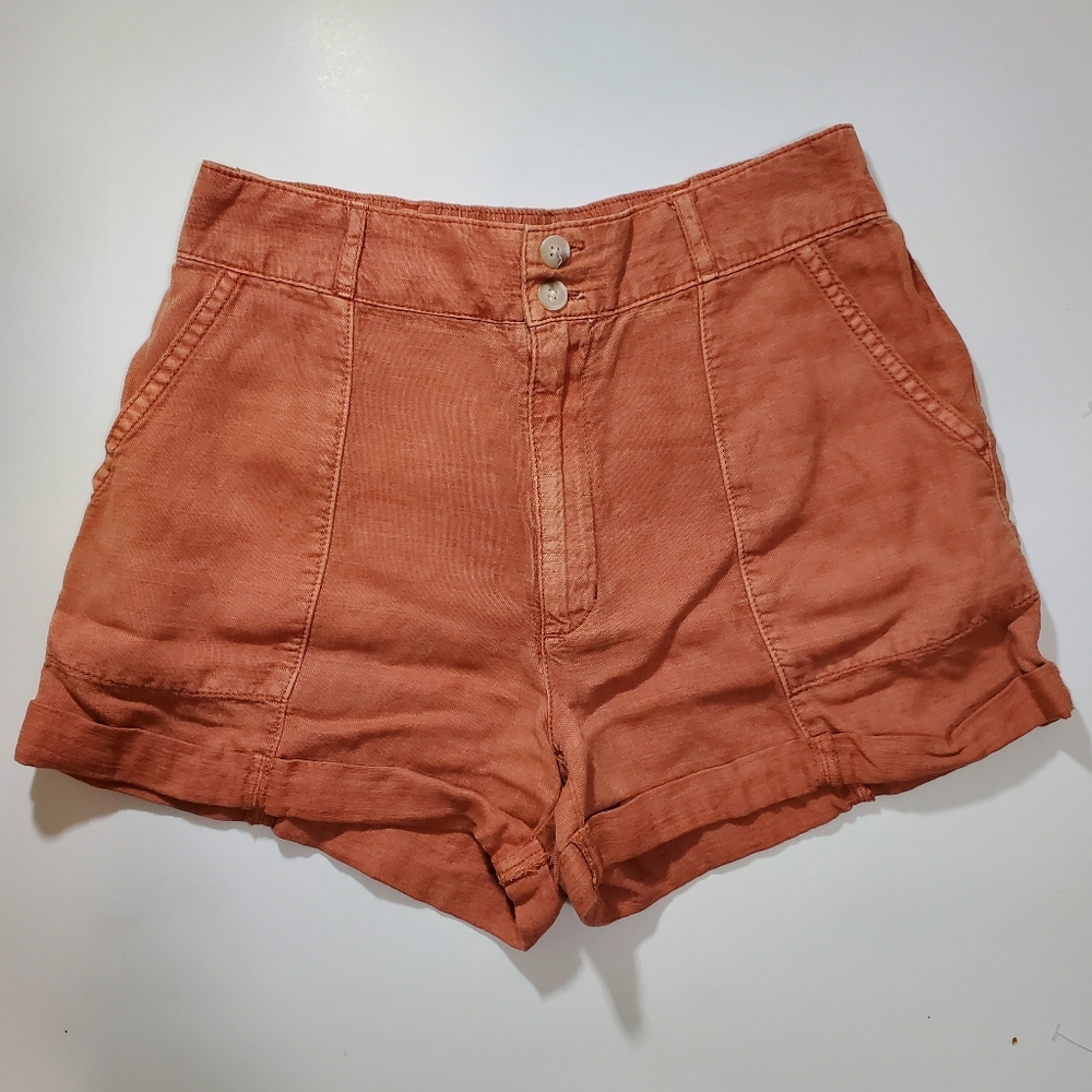 3/$30 Joie Women's Linen Rust Cargo Shorts Sz 2 NWOT